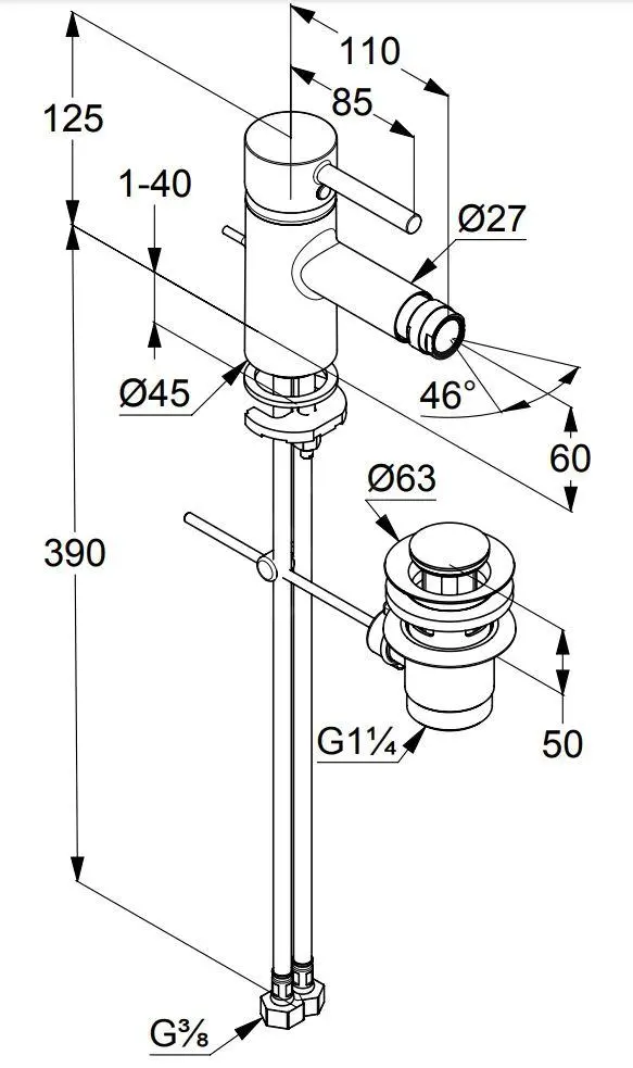 Kludi Bozz - Grifo Monomando De Bidé, Cromo 385330576 2 Kludi Bozz - Grifo Monomando De Bidé, Cromo 385330576 - Imagen 2