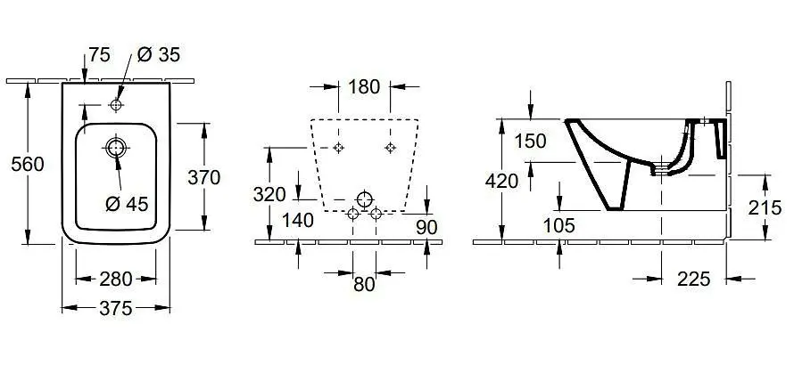 Villeroy & Boch Finion - Bidé Suspendido Con Rebosadero, 375x560 Mm, Con CeramicPlus, Blanco Alpino 446500R1 2 Villeroy & Boch Finion - Bidé Suspendido Con Rebosadero, 375x560 Mm, Con CeramicPlus, Blanco Alpino 446500R1 - Imagen 2