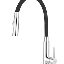 Novaservis Ferro - Grifo De Fregadero Con Brazo Flexible, 2 Chorros, Negro/cromo 70730,0C