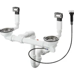 Hansgrohe Juegos De Desagüe - Conjunto De Desagüe Automático Con Rebosadero Para Fregadero De Dos Senos, Acero Inoxidable 43932800