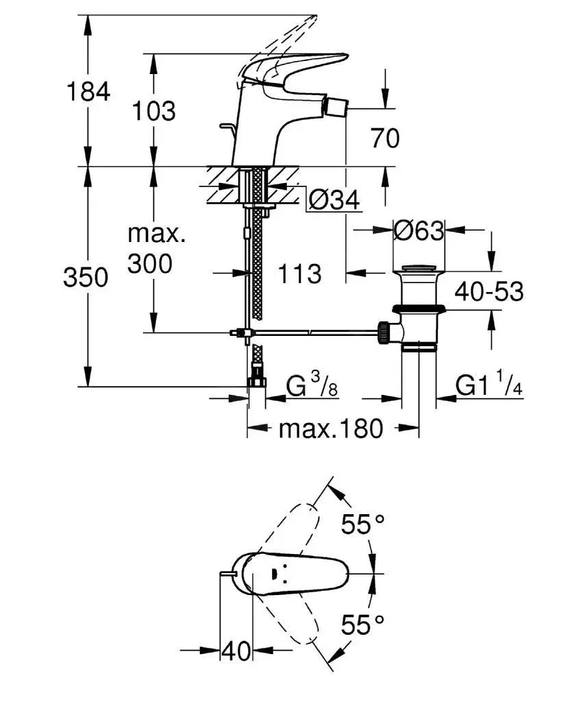 Grohe Eurostyle - Grifo Monomando De Bidé S, Cromo 23720003 2 Grohe Eurostyle - Grifo Monomando De Bidé S, Cromo 23720003 - Imagen 2