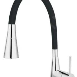 Novaservis Ferro - Grifo De Fregadero Con Brazo Flexible Y Ducha, Negro/cromo 70720,0C