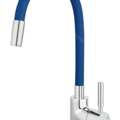 Novaservis Ferro - Grifo De Fregadero Con Brazo Flexible, Cromo/azul 70710,0MD
