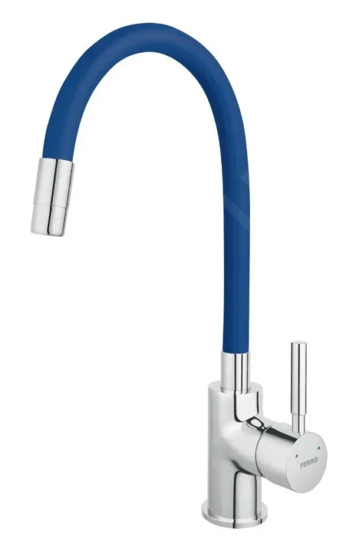 Novaservis Ferro - Grifo De Fregadero Con Brazo Flexible, Cromo/azul 70710,0MD -tienda de accesorios de cocina 6837d5832fe40674357894ff