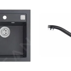 Alveus Conjuntos De Cocina - Conjunto De Fregadero Formic 20 Y Grifo Nina, Carbon SETA071