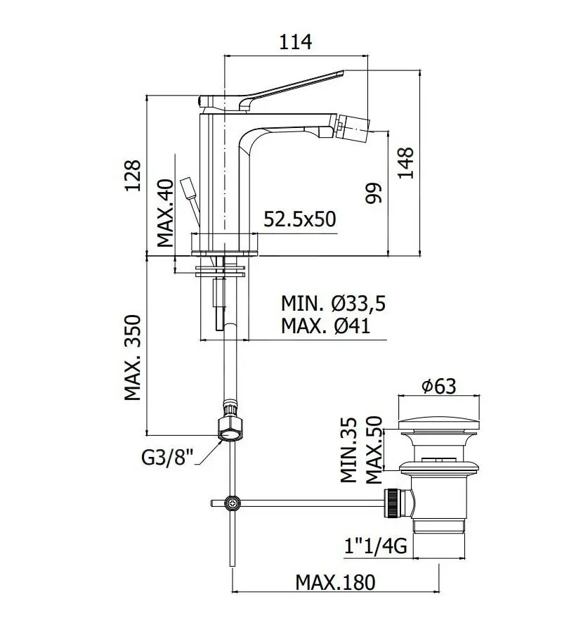Paffoni Tilt - Grifo De Bidé, Con Desagüe, Negro Mate TI135NO 2 Paffoni Tilt - Grifo De Bidé, Con Desagüe, Negro Mate TI135NO - Imagen 2