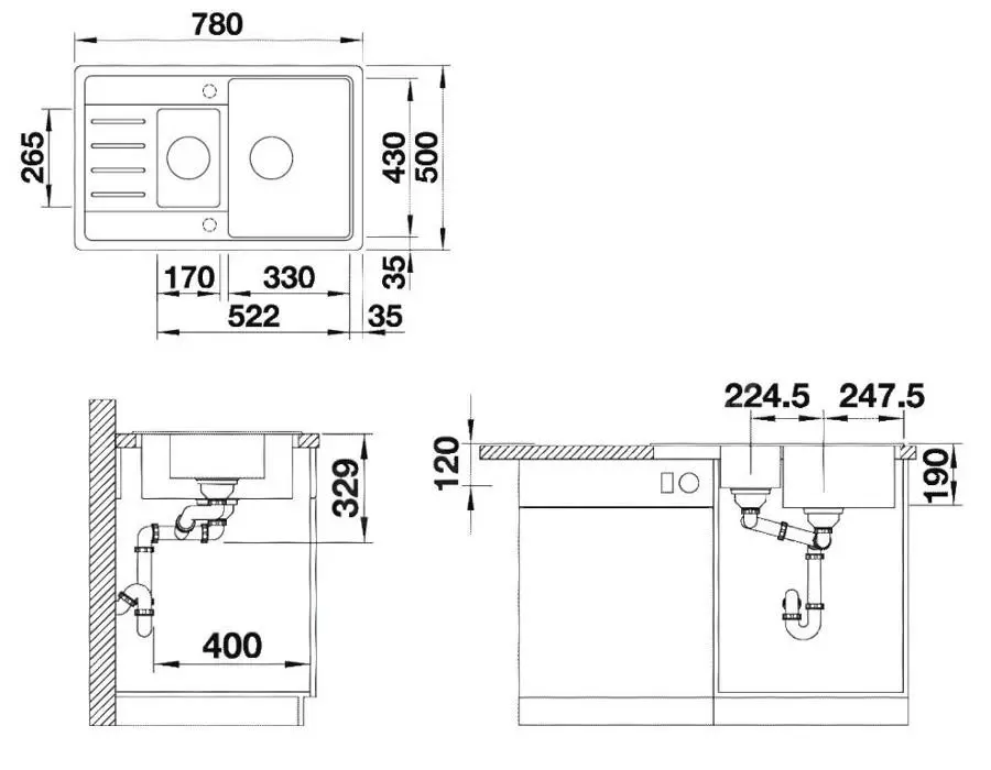 Blanco Legra 6 - Fregadero De Silgranite, 780x500 Mm, Compact, Antracita 521302 2 Blanco Legra 6 - Fregadero De Silgranite, 780x500 Mm, Compact, Antracita 521302 - Imagen 2