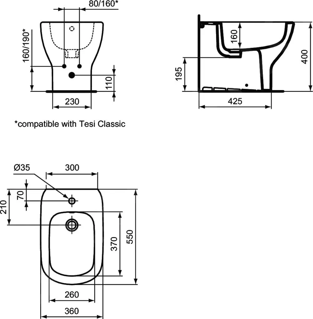 Ideal Standard Tesi - Bidé De Pie, 1 Orificio Para Grifo, Negro T3540V3 2 Ideal Standard Tesi - Bidé De Pie, 1 Orificio Para Grifo, Negro T3540V3 - Imagen 2