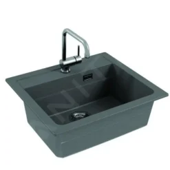 Alveus Atrox - Fregadero De Granito 590x500 Mm, Con Control De Desagüe, Concrete 1131995 -tienda de accesorios de cocina c9adff75405b20e25cd72c4f