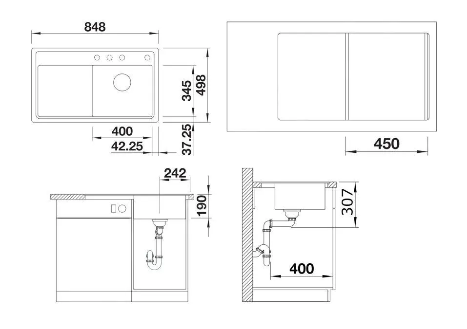 Blanco Zenar 45 - Fregadero De Silgranite, 848x498 Mm, Con Control De Desagüe, InFino, Aluminio 523834 2 Blanco Zenar 45 - Fregadero De Silgranite, 848x498 Mm, Con Control De Desagüe, InFino, Aluminio 523834 - Imagen 2