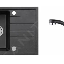 Alveus Conjuntos De Cocina - Conjunto De Fregadero Intermezzo 130 Y Grifo Nina, Carbon SETA015