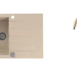 Alveus Conjuntos De Cocina - Conjunto De Fregadero De Granito Cadit 20 Y Grifo Tonia, Beige SETA20012